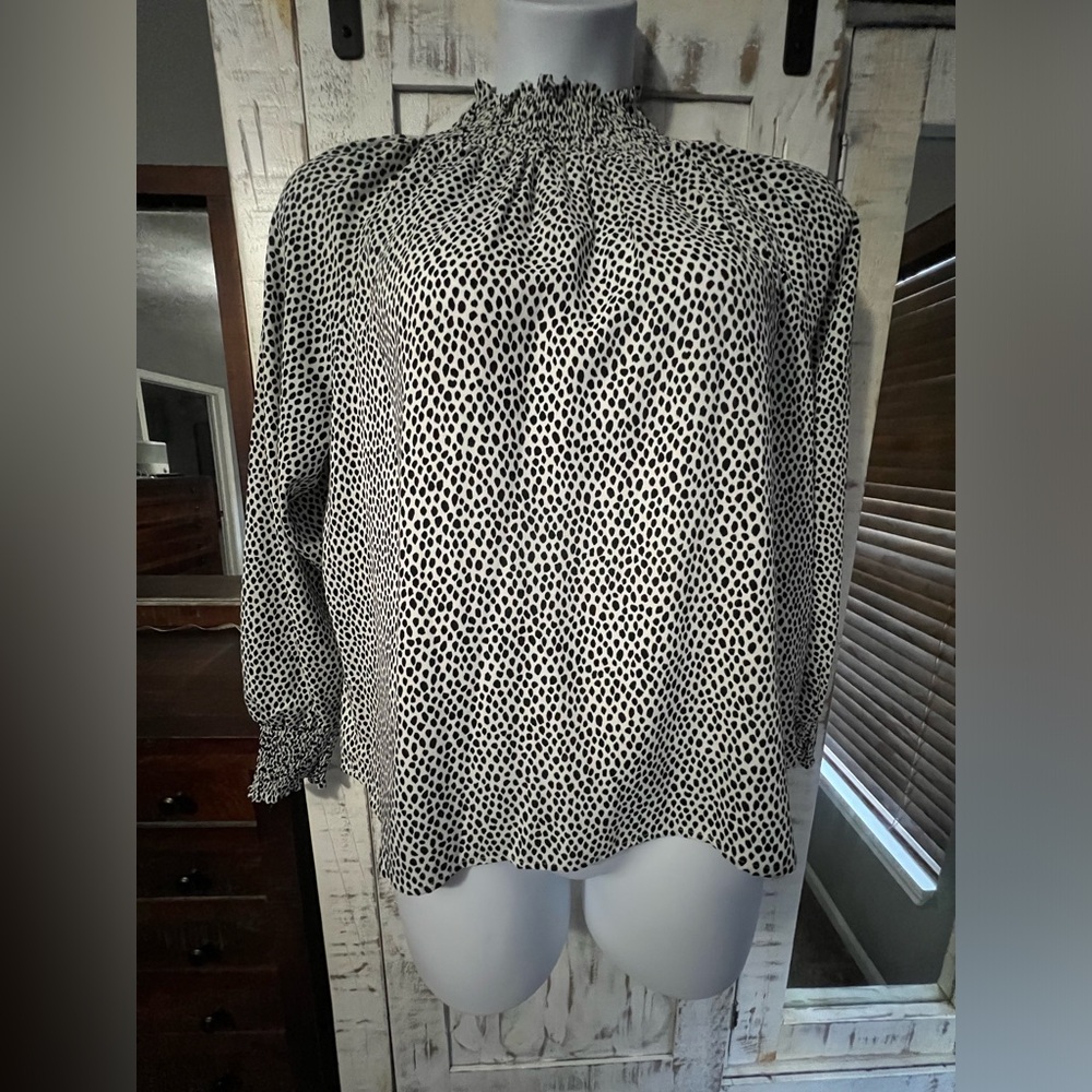 Nine West Smock Neck Blouse Sz L